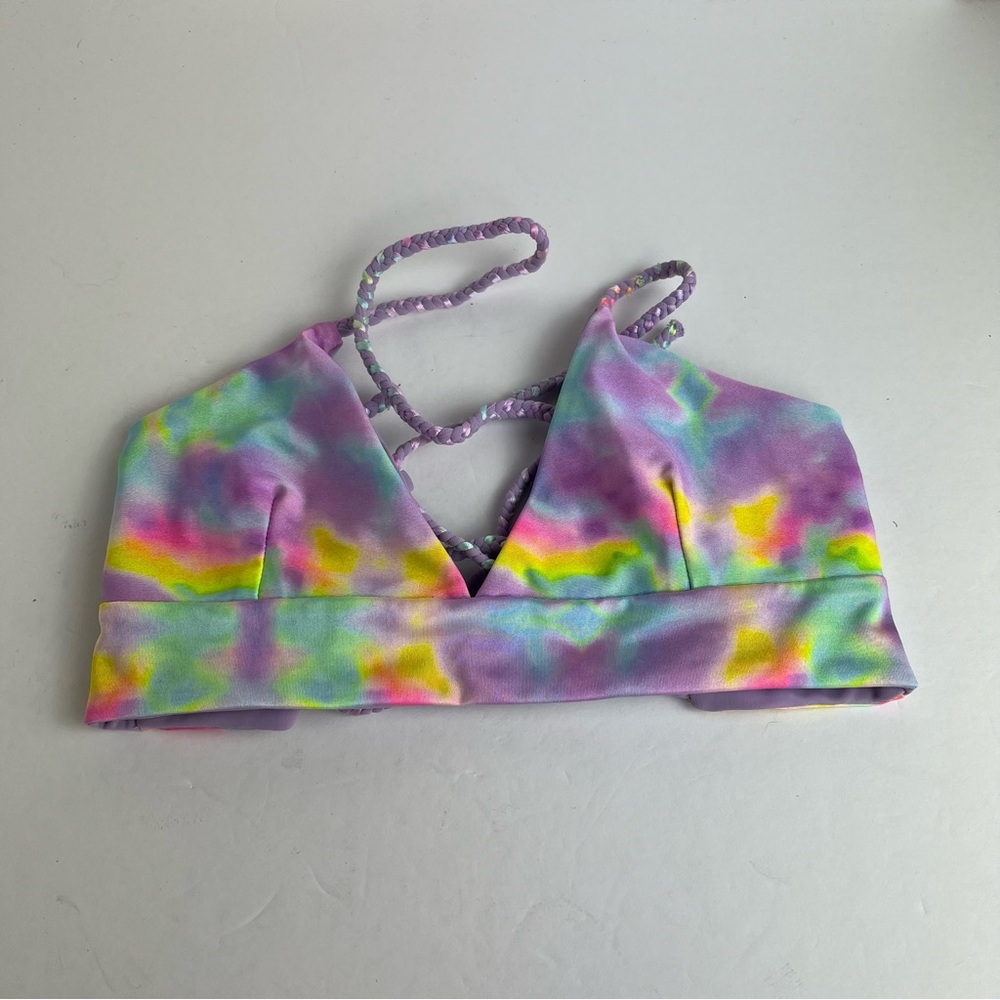 Lali + Layla Colorful Tie-Dye Strappy Bralette Swimwear Top Size XS Rainbow